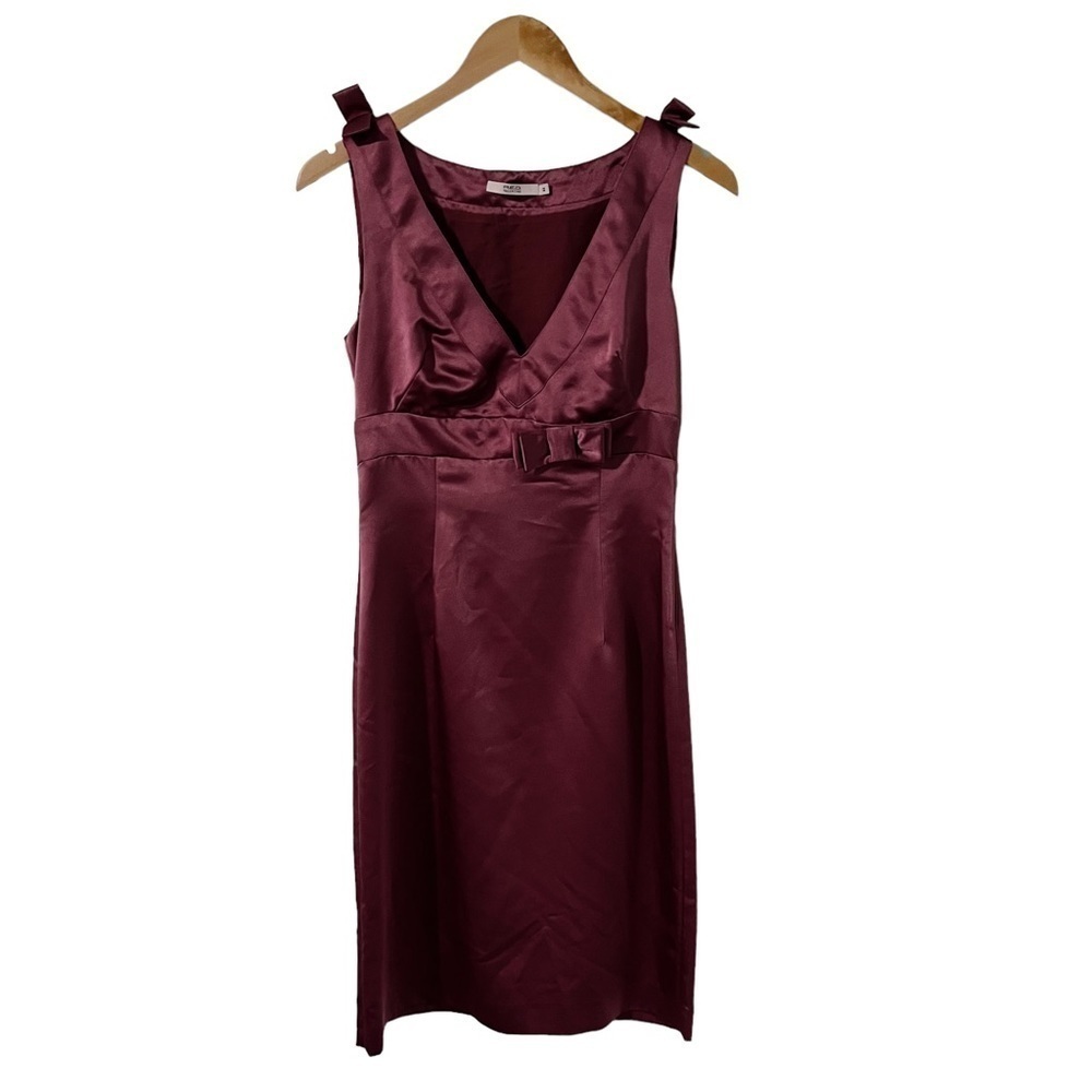 Red Valentino Magenta Satin V-Neck Bow Mini Dress